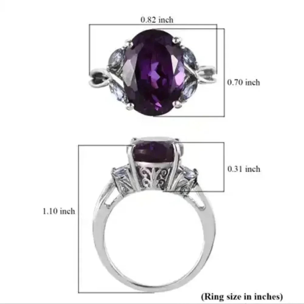 Color Change Sapphire & Natural Tanzanite Ring In 925 Sterling Silver - Picture 8 of 8